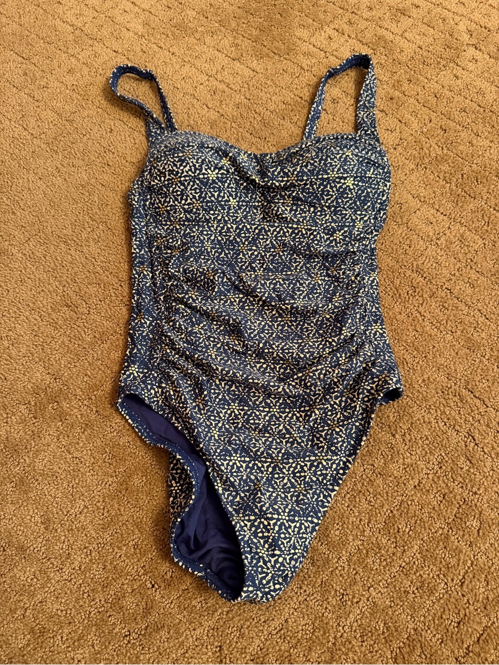 Bond-Eye Australia navy and white gold print Ruched One Piece Multi Cup size M